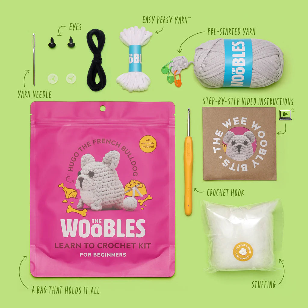Woobles Hugo the French Bulldog Beginners Crochet Kit