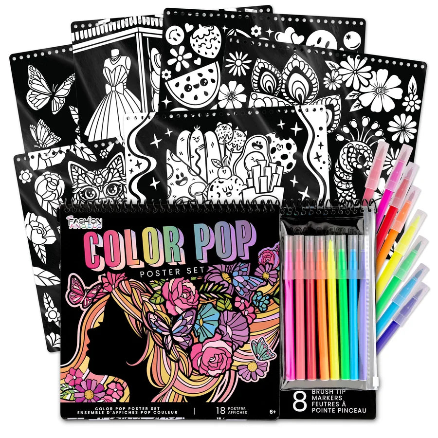 Color Pop Poster Set with Brush Markers