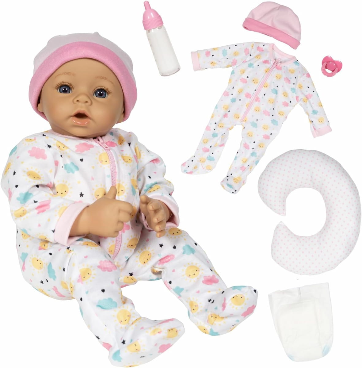 Rainbow Hugs 7 pc Baby Doll Nurturing Gift Set 13"