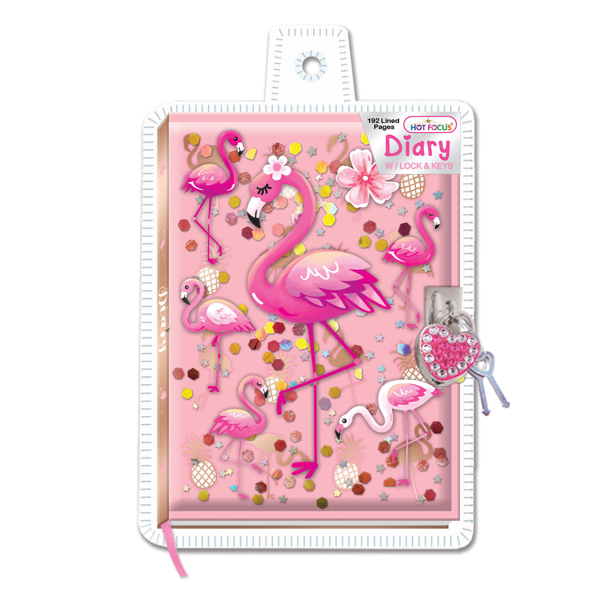 Diary w/Lock & Key Flamingo