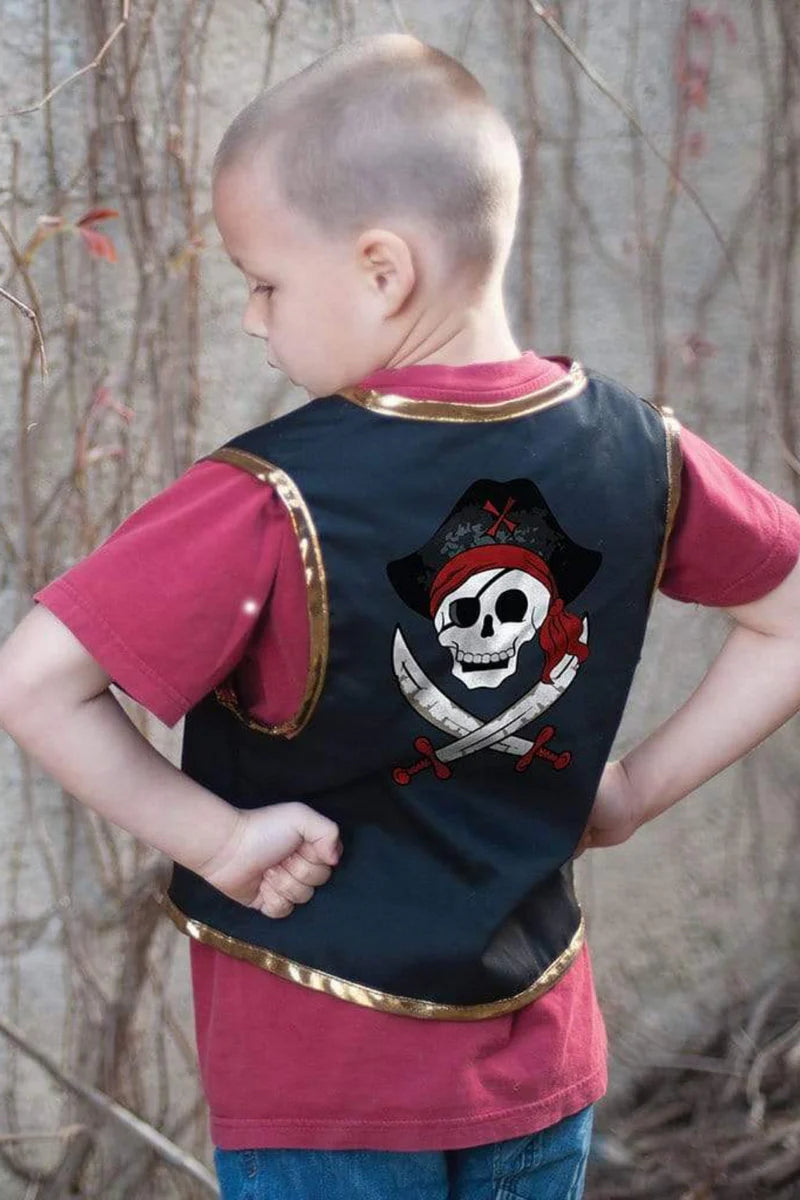 Pirate Vest & Eye Patch Black & Red Size 4-7