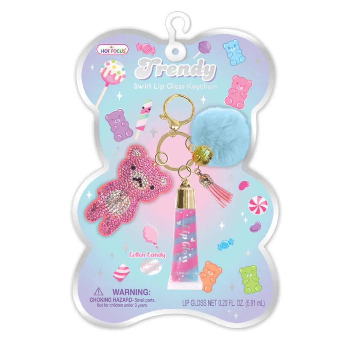 Trendy Lip Gloss with Keychain Gummy Bear