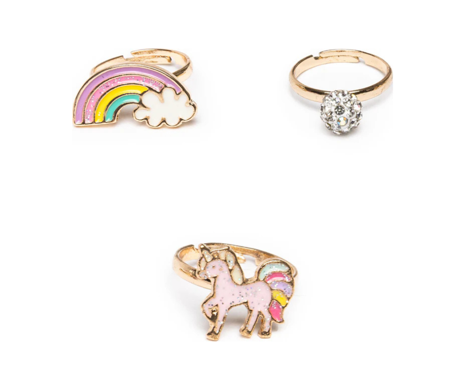 Boutique Unicorn Rainbow Ring Set 3 pieces
