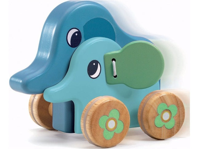 PitiSing Wooden Elephant Musical Push Toy