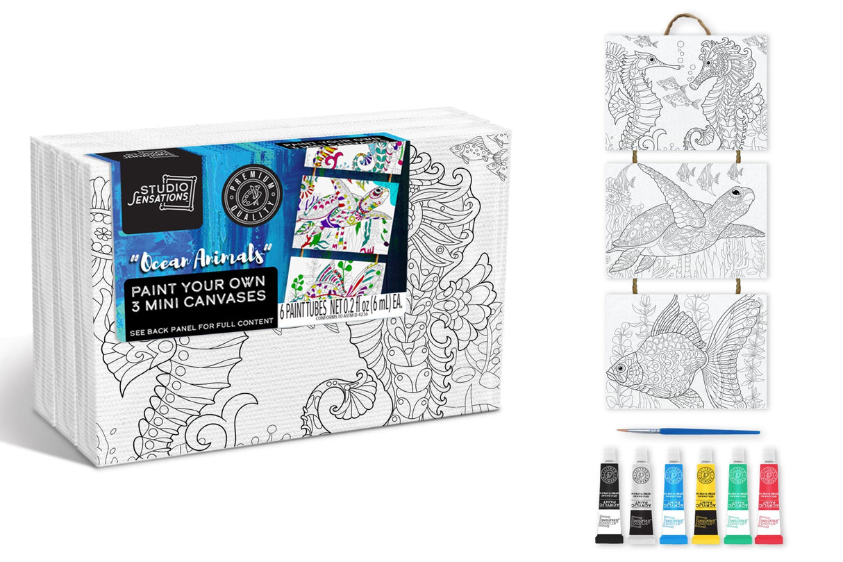 Paint Your Own Ocean Animals Mini Canvas