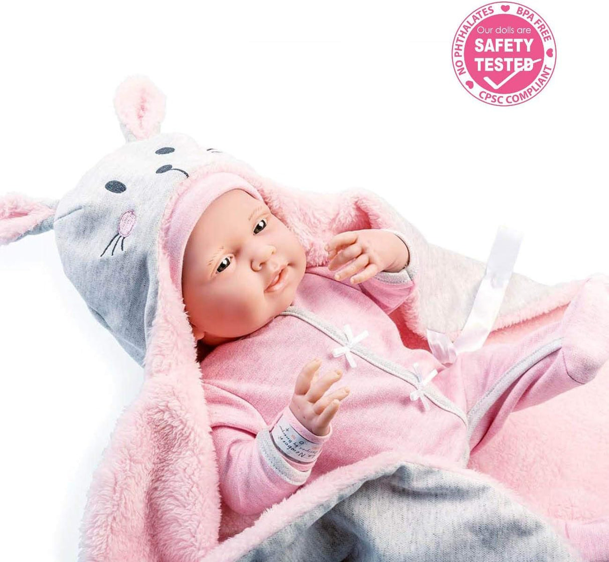 La Newborn 15.5"Baby Doll in Bunny Themed Bunting