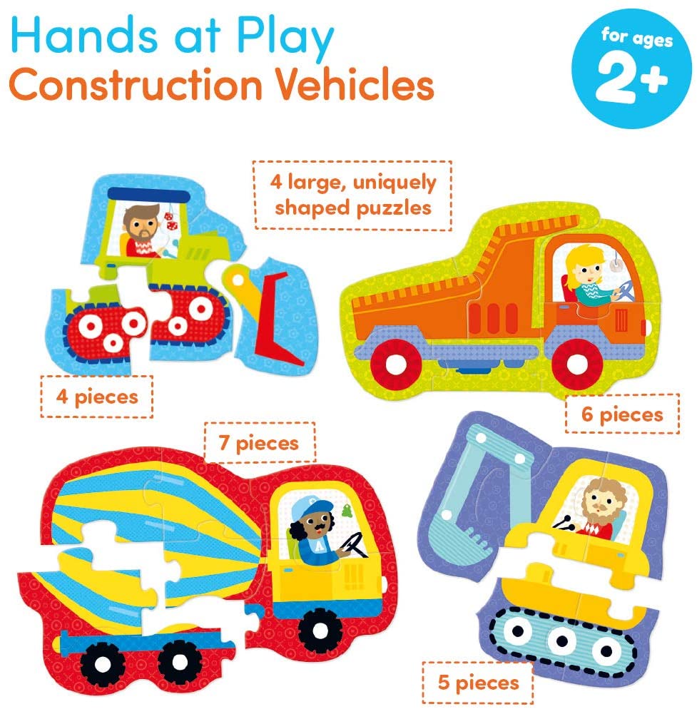 Construction Vehicles Hands at Play Puzzles