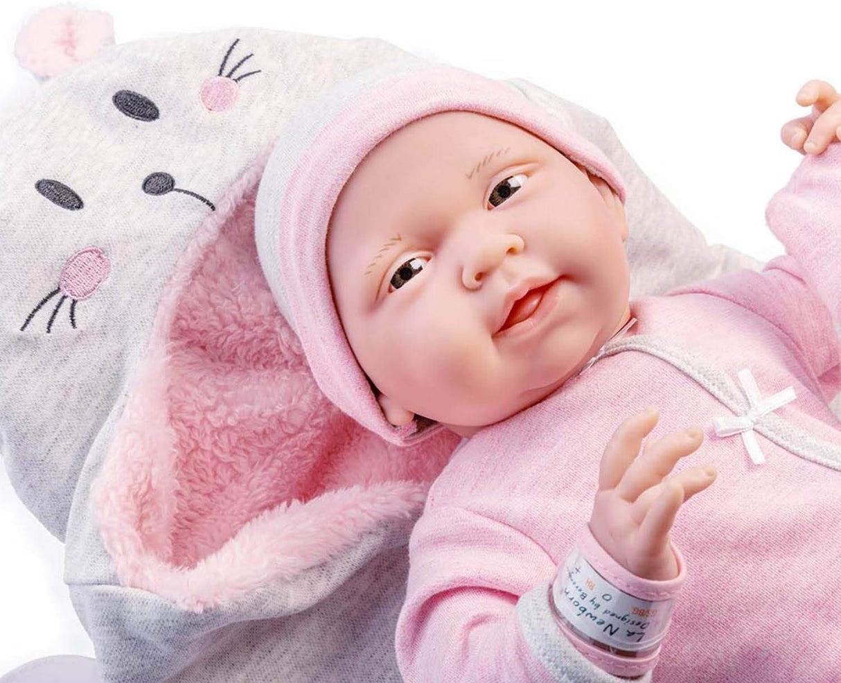 La Newborn 15.5"Baby Doll in Bunny Themed Bunting