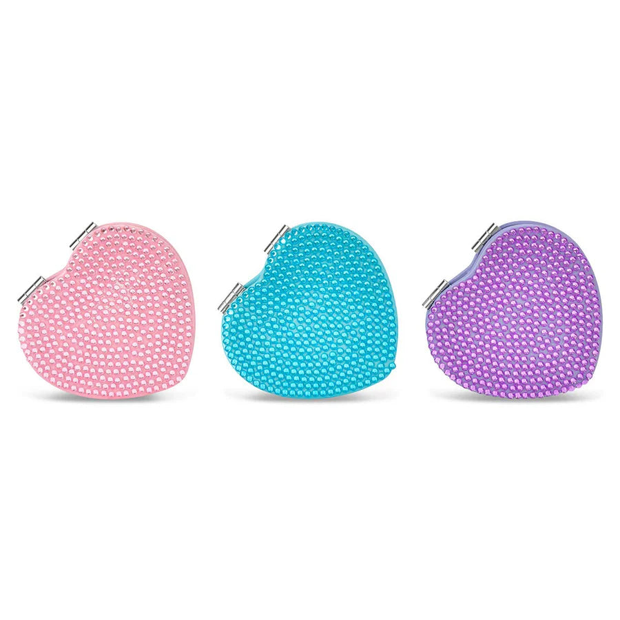 Heart Rhinestone Compact Mirror Pink/Purple/Blue