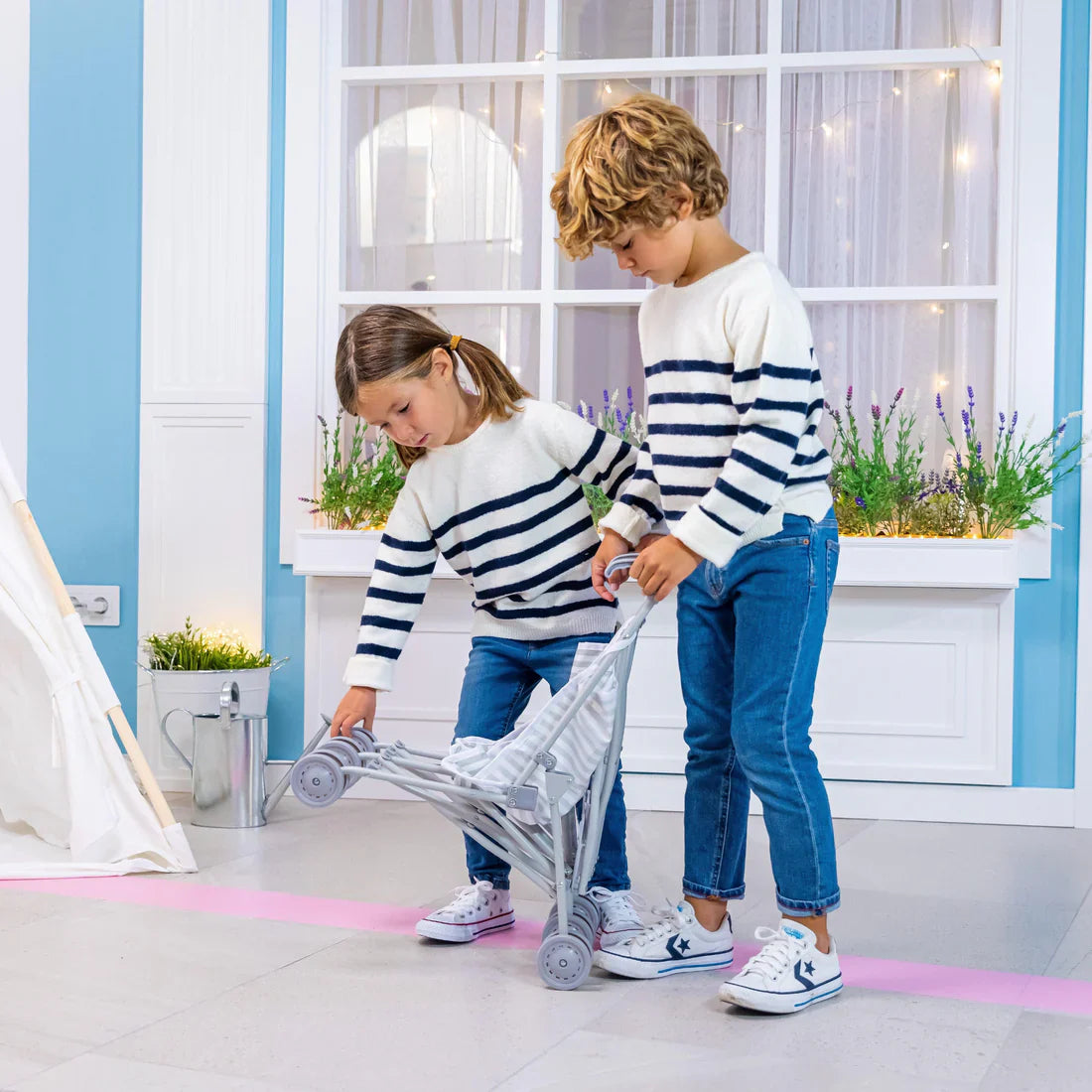 Berenguer Boutique Twin Umbrella Stroller Elephant Theme