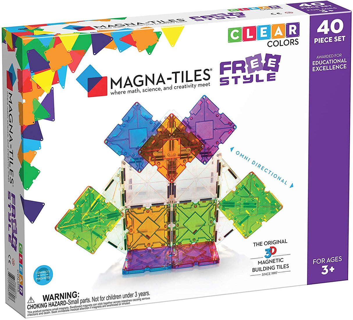 Magna Tiles Free Style Clear Colors 40 piece Set