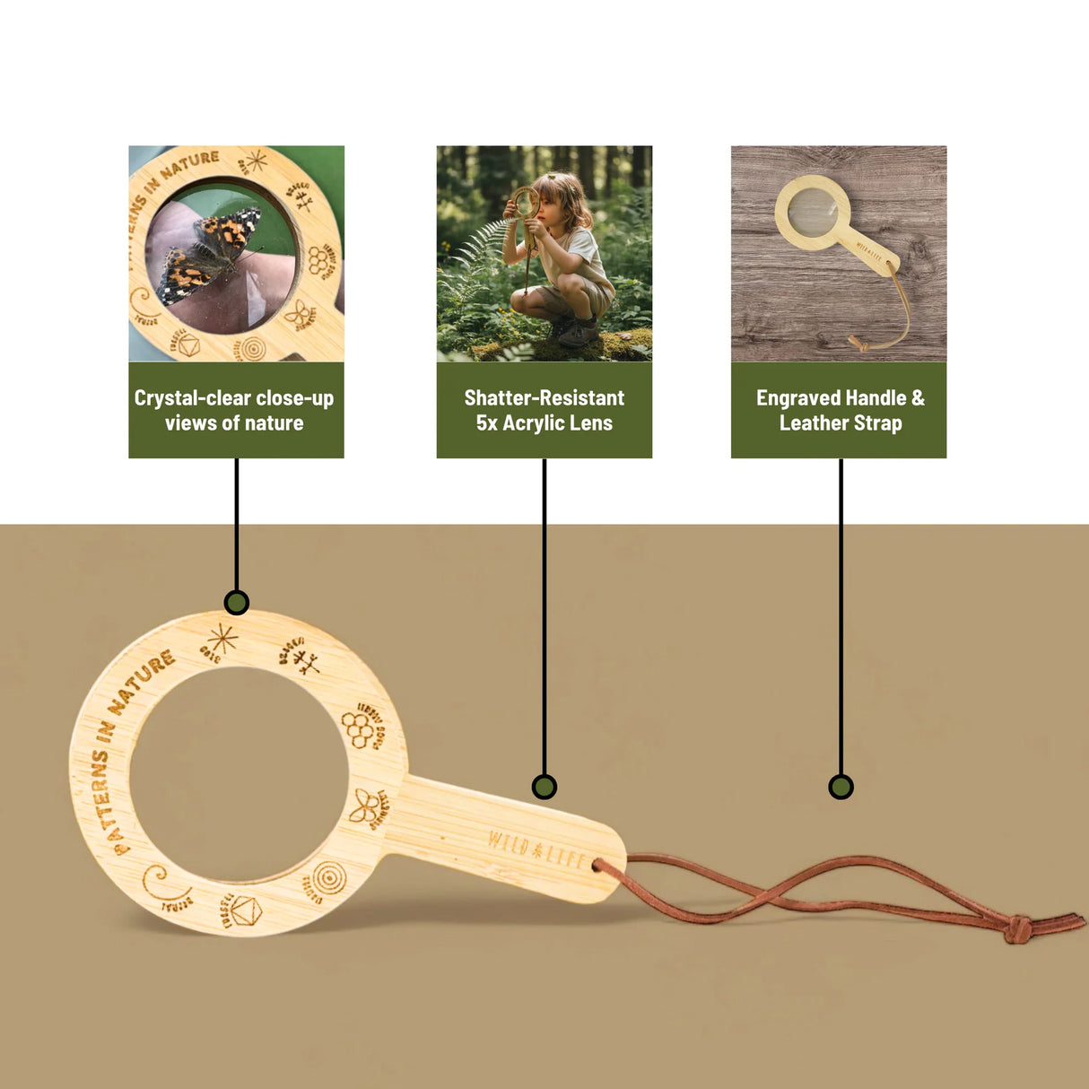 Eye Spy Glass Eco Bamboo 5x Magnifying Glass