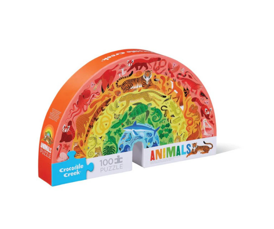 100 Pc Shaped Box Puzzle Rainbow Animals