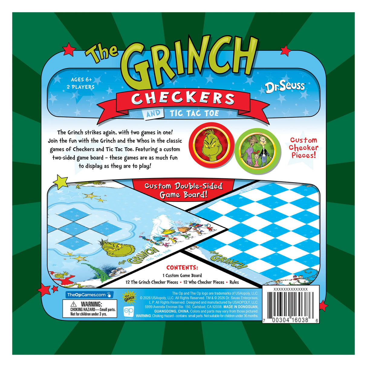The Grinch Checkers and Tic Tac Toe