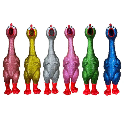 24" Giant Sparkle Rubber Chicken Assorted Colors