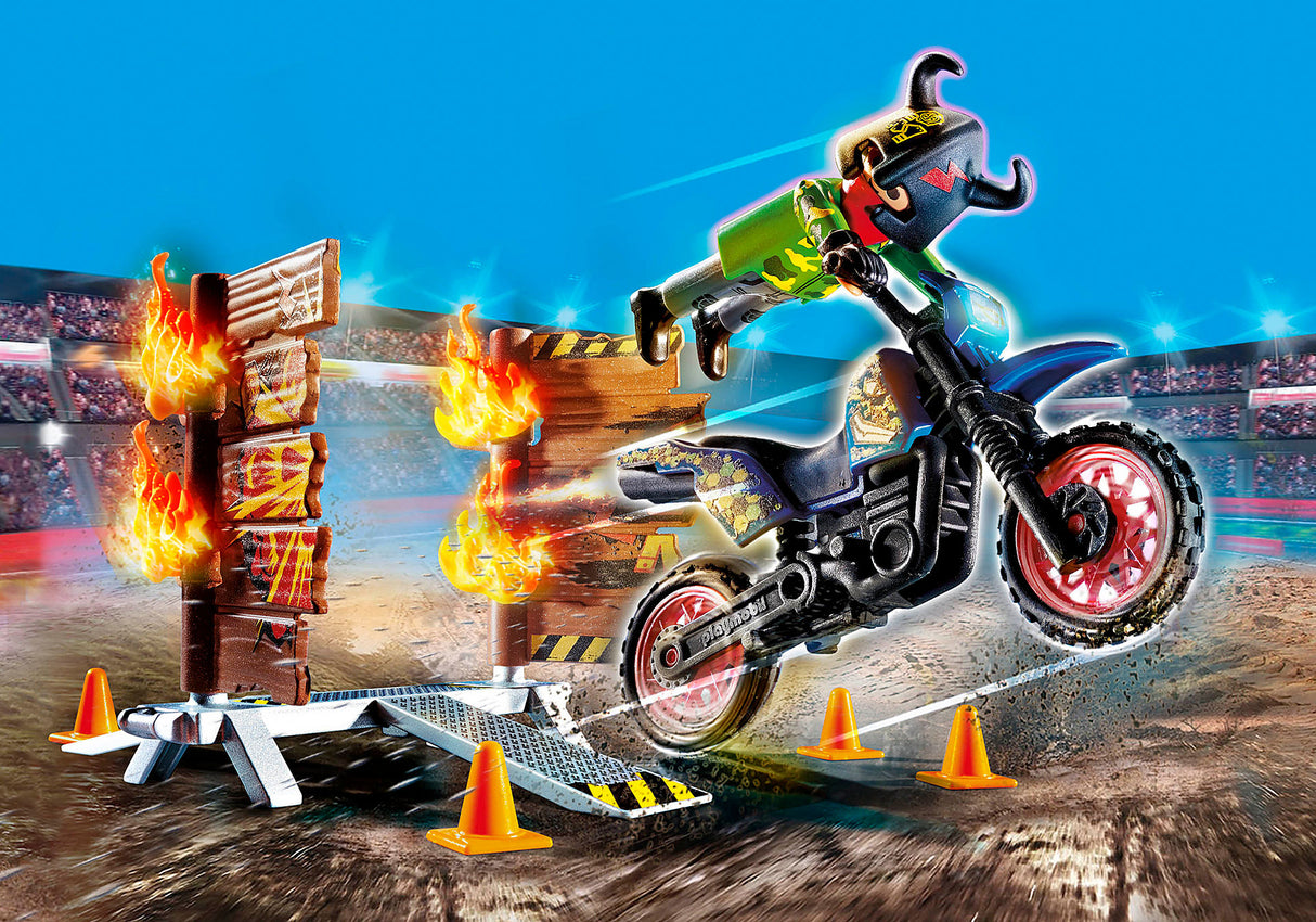 Stunt Show Motorcross with Fiery Wall
