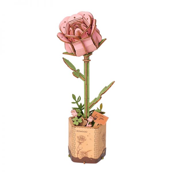 Pink Rose Wooden Bloom Craft