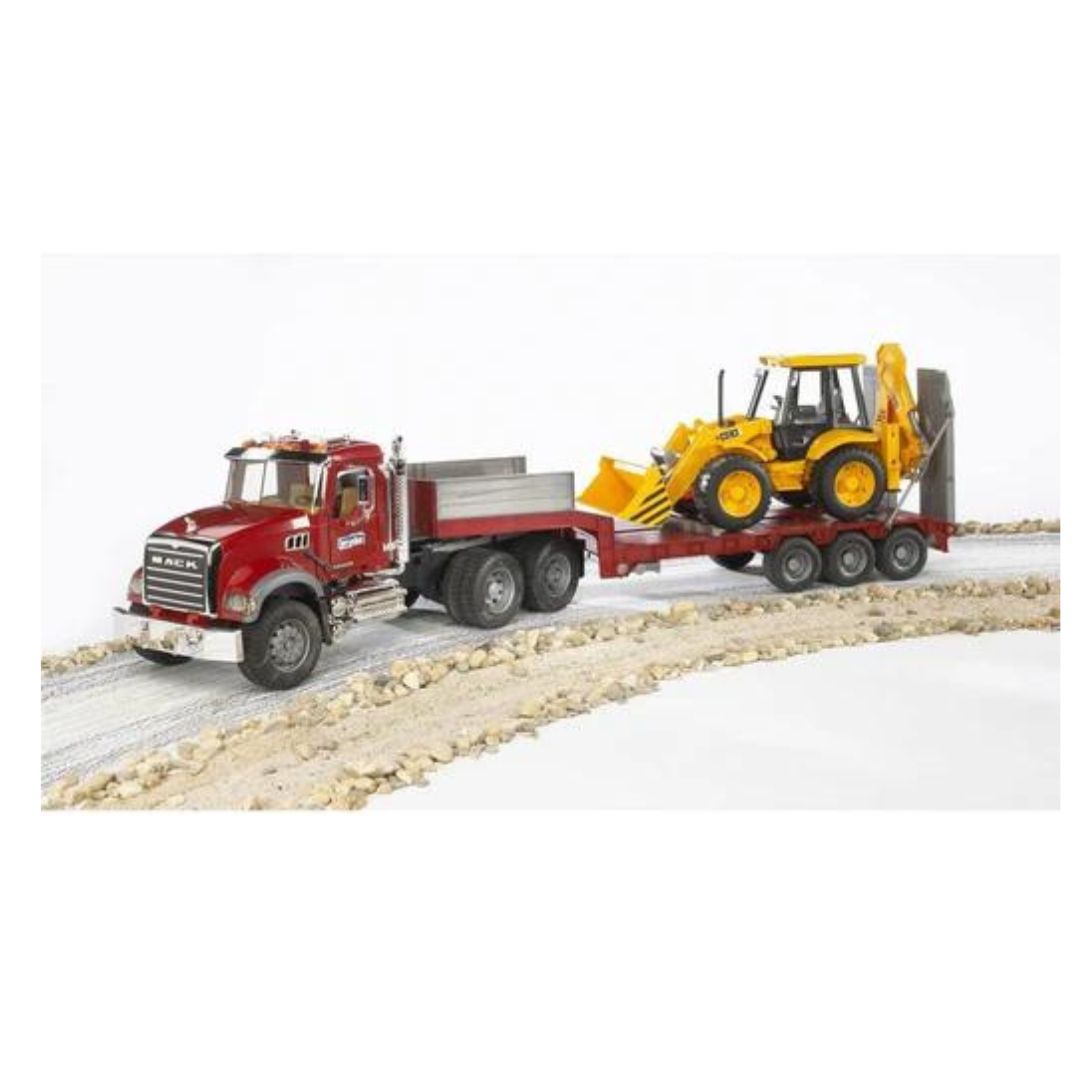 MACK Granite Truck with Low Loader and JCB Backhoe Loader