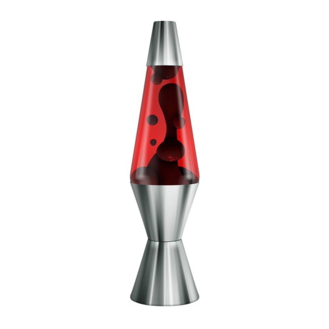 Chrome Plated 14.5" Crimson Black and Red Lava Lamp