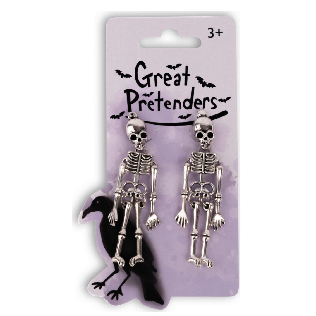 Spooky Scary Skeleton Clip On Earrings