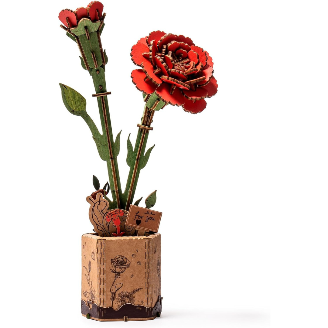Red Carnation Wooden Flower
