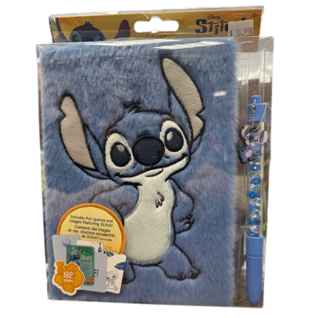 Stitch Cool Vibes Fuzzy Journal with Gel Pen