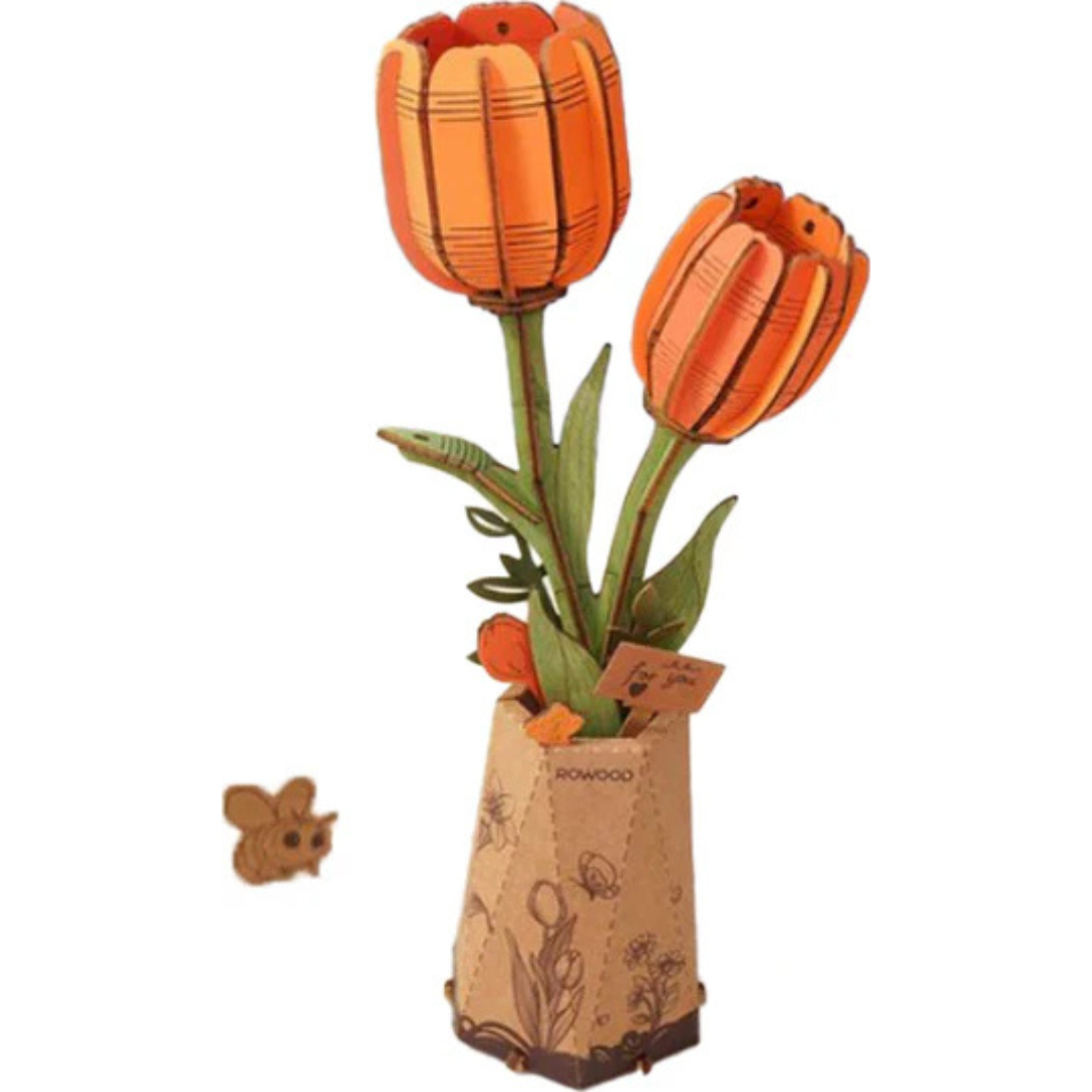 Orange Tulip - Wood Bloom Craft