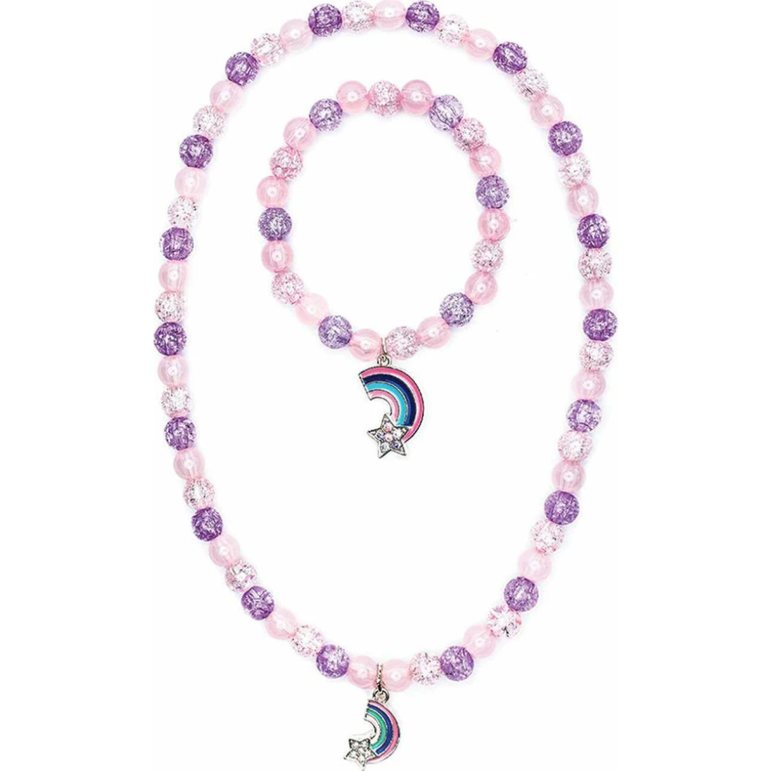 Purple Rainbow Necklace and Bracelet Set 2 pc