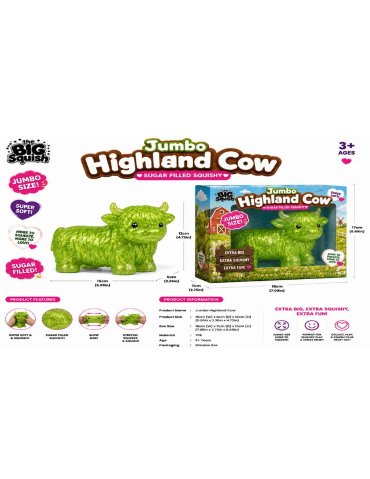 Jumbo Highland Sugar Cow Squish