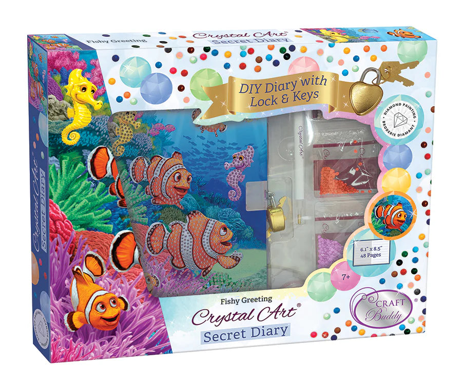 Crystal Art Secret Diary Kit Fishy Greeting