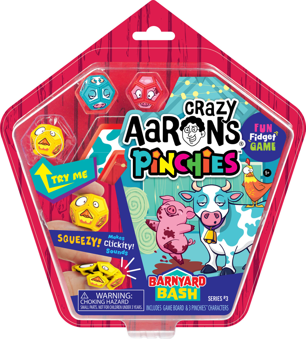 Pinchies Board Game - Barnyard Bash - Chicken, Cow, Pig (sold in an assortment case pack)