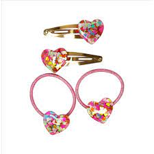 Glitter Resin Heart Hair Assessories 2 pair