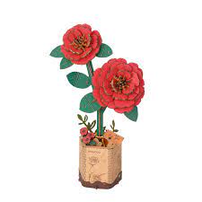 Red Camellia Wooden Bloom Craft