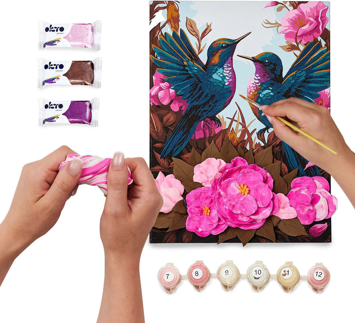 OKTO Air-Dry Clay 3D Painting Kit - Kit Hummingbirds (11.8 x 15.7 in)
