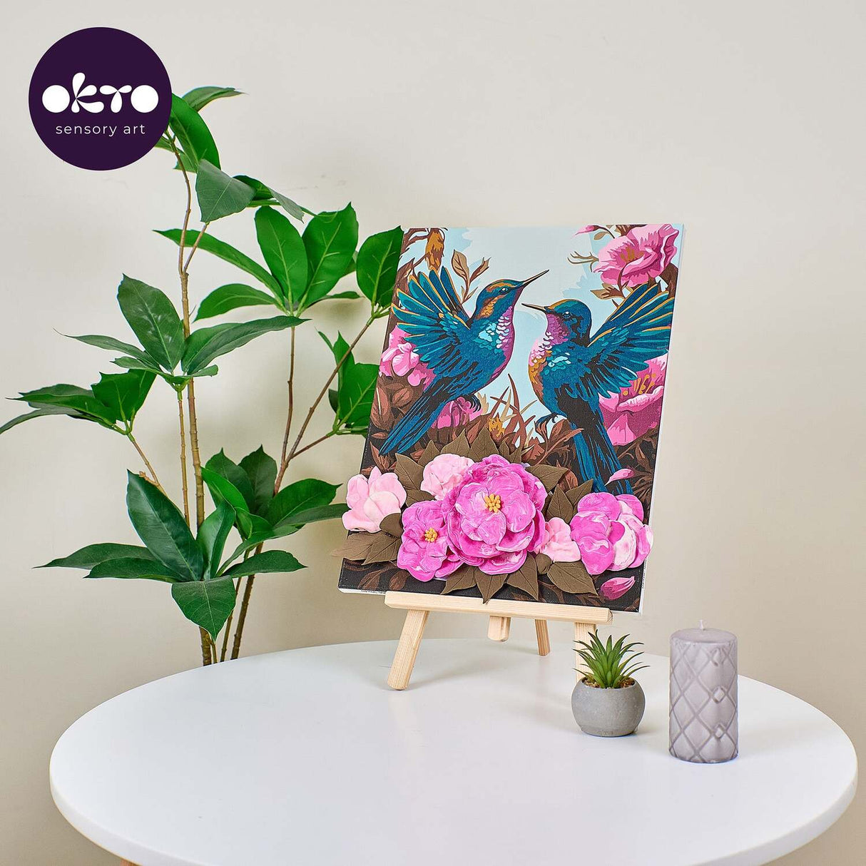 OKTO Air-Dry Clay 3D Painting Kit - Kit Hummingbirds (11.8 x 15.7 in)