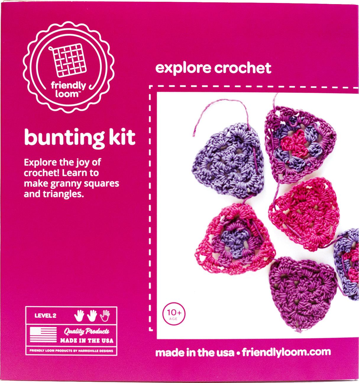 Friendly Loom - Crochet Bunting Kit - Berry Colors