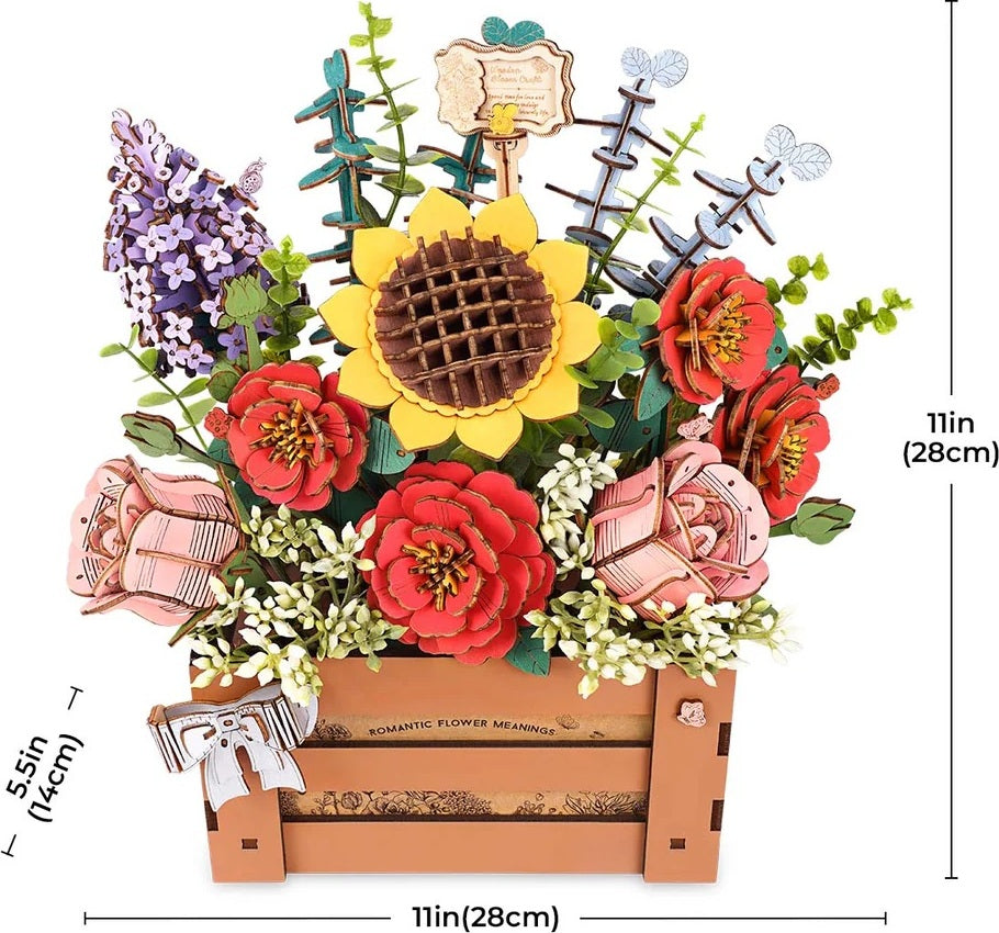 Wooden Flower Box - Wood Bloom Craft