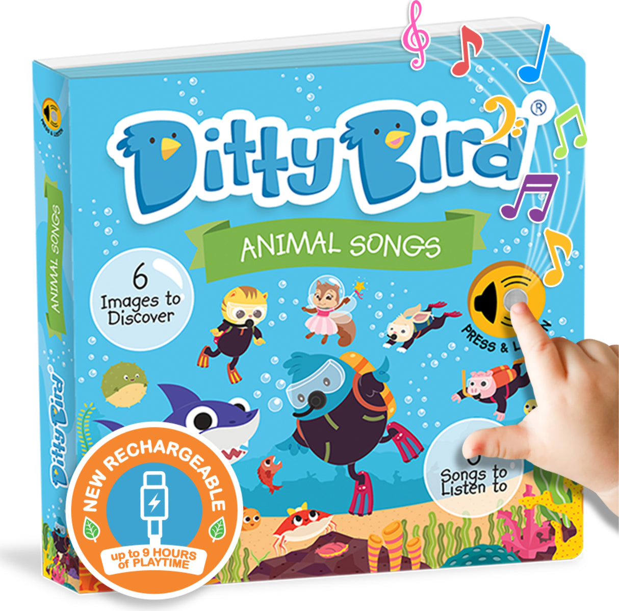 Ditty Bird | Animal Songs Interactive Sound Book for toddlers 1- 3 | Musical books for 1 year old | Baby shark