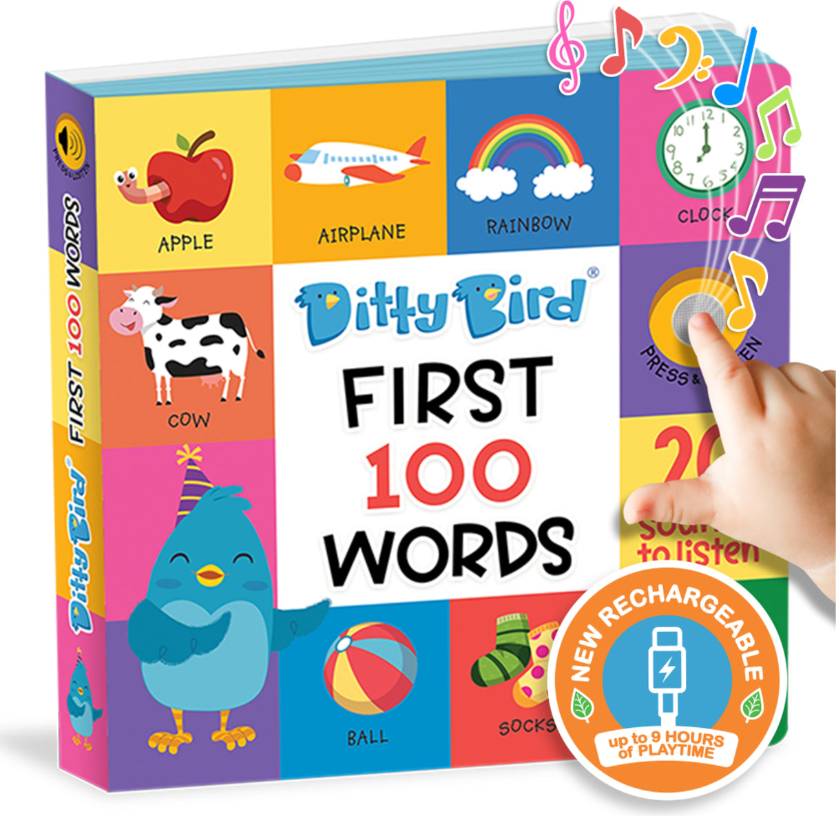 Ditty Bird | First 100 Words Interactive Sound Book for toddlers 1- 3 | speech therapy | Educational Learning books for 1 year old