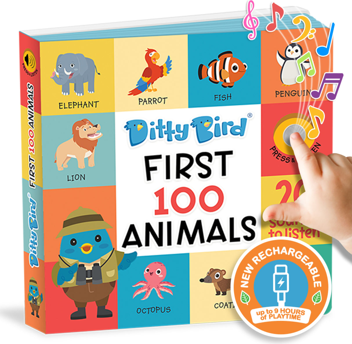 Ditty Bird | First 100 Animals Interactive Sound Book for toddlers 1- 3 | speech therapy | Learning books for 1 year old