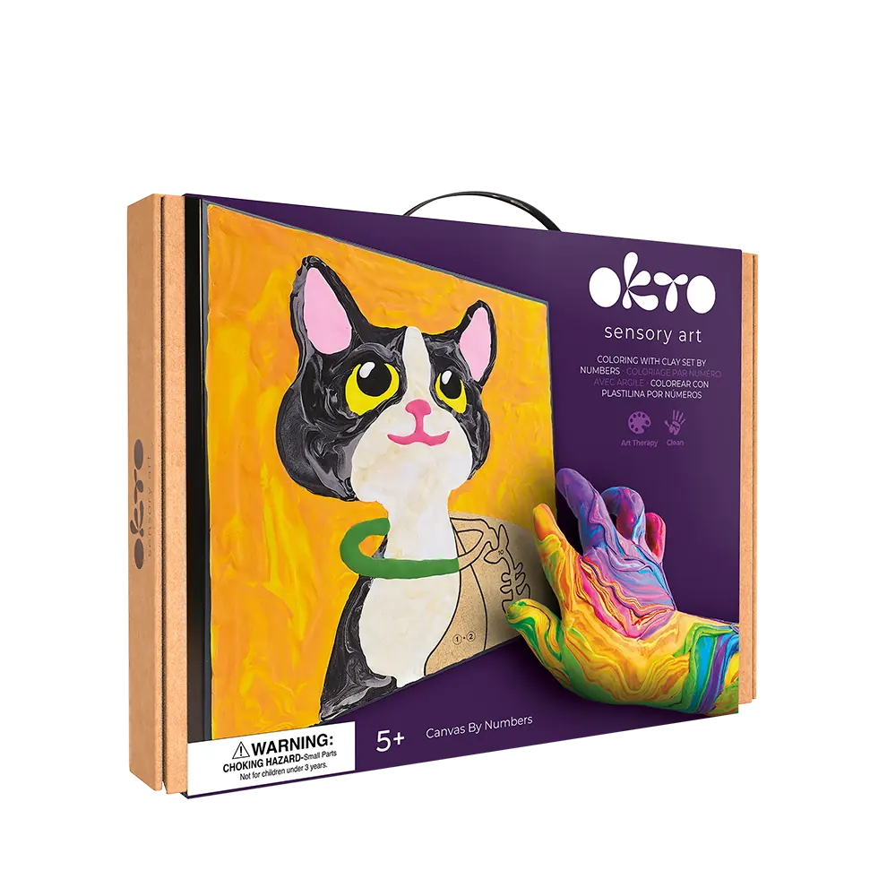 Coloring with Clay Set by Numbers Cat OKTO Sensory Art