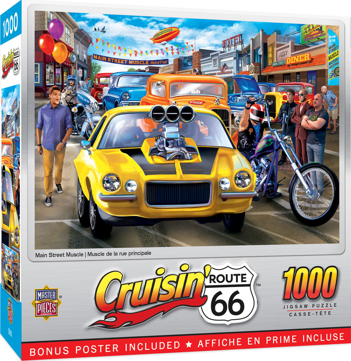 Cruisin' Rt 66 - Main Street Muscle 1000 Piece Puzzle