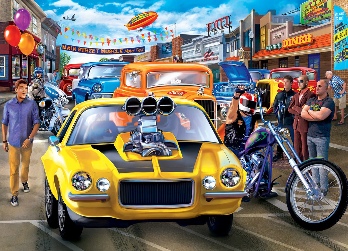 Cruisin' Rt 66 - Main Street Muscle 1000 Piece Puzzle