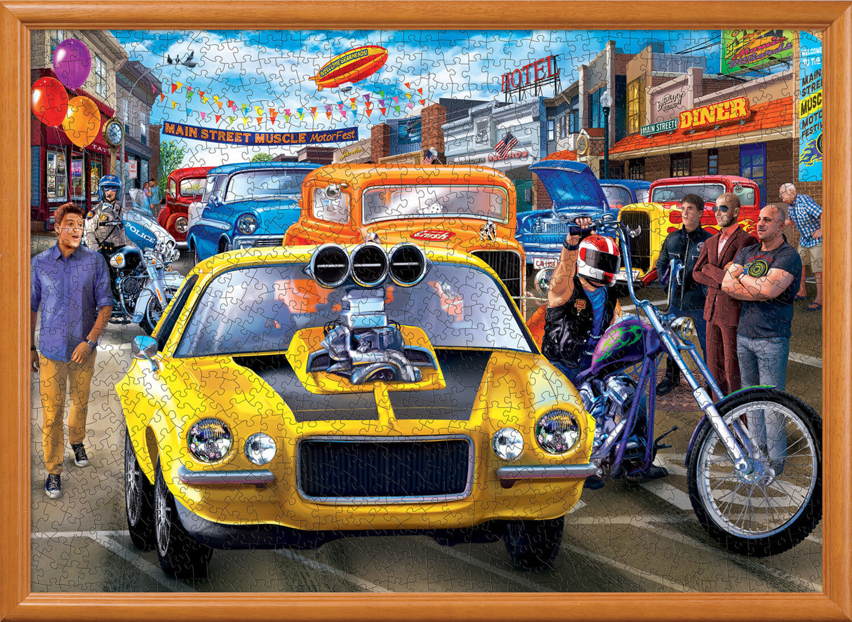 Cruisin' Rt 66 - Main Street Muscle 1000 Piece Puzzle
