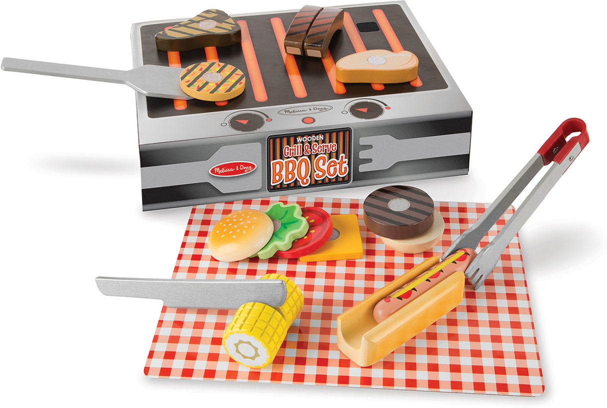 Wooden Grill Serve BBQ Set