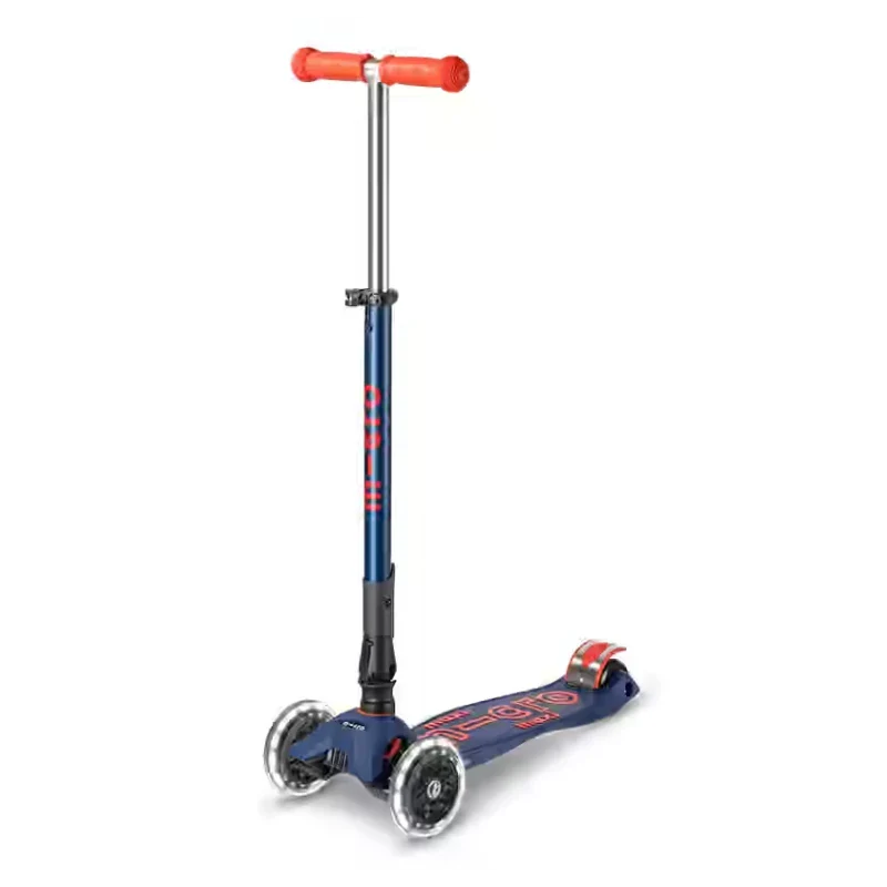 Micro Maxi Foldable LED Scooter - Navy Blue/Red