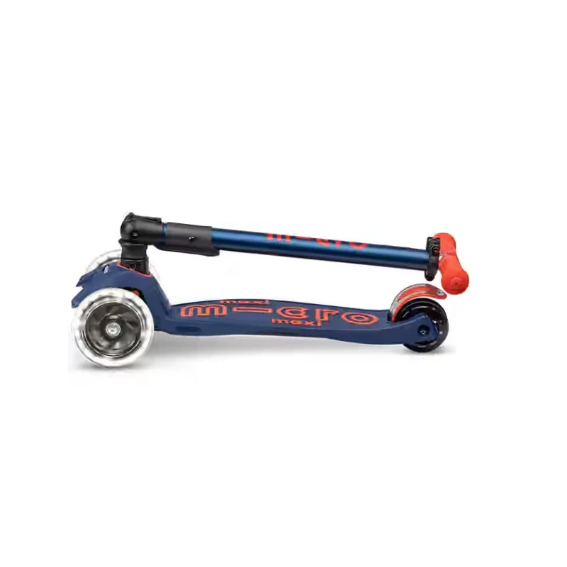 Micro Maxi Foldable LED Scooter - Navy Blue/Red