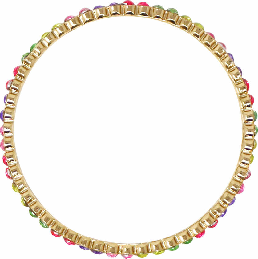 Rainbow Sparkling Gemstone Gold Metal Bangle