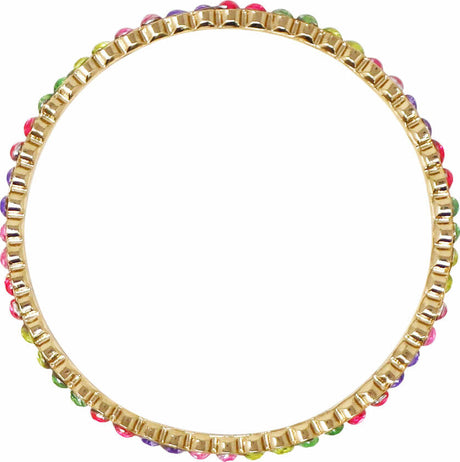 Rainbow Sparkling Gemstone Gold Metal Bangle