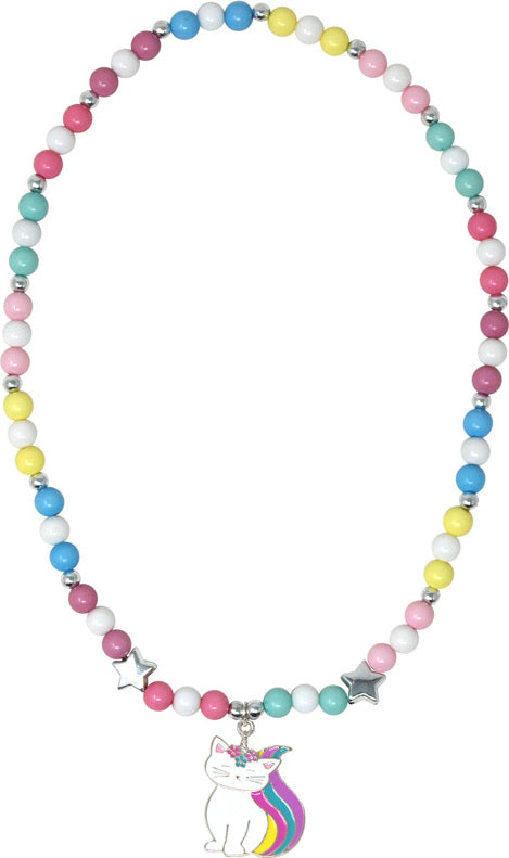 Rainbow caticorn beaded necklace